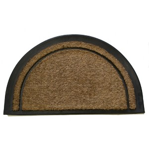 HomeRoots 20" X 32" Beige and Black Rubber and Coir Outdoor Semi Circle Door Mat - 1 of 4
