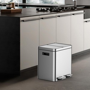 Trash Can, Stainless Steel Step Trash Can with Soft-Close Lid, Hands-Free Pedal - 1 of 4