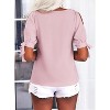 Imily Bela Women Summer V Neck Cold Shoulder Tops Loose Casual Tee Chic Cutout Blouse - 3 of 4