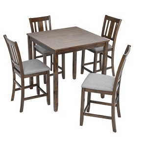VYNXARIA 5 Piece Dining Table Set,Wooden Dining Square Table,Kitchen Table Set with Square Table and 4 Upholstered Chairs - 1 of 4