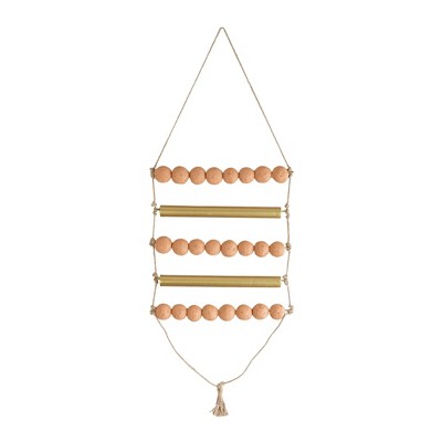 Beaded Ladder Wall Hanging Terracotta, Metal & Jute by Foreside Home & Garden