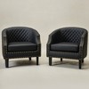 KINWELL 29 " W Tufted Faux Leather Barrel Chair PU Bar Club Chair, Set of 2 - 4 of 4