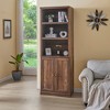 Vynxaria Rustic Brown 1 - Door Bookshelf with 3 Open Shelves - 4 of 4