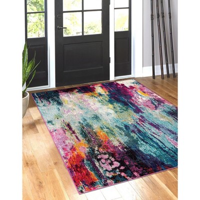 Sunset Multicolor Abstract 9' x 12' Synthetic Area Rug