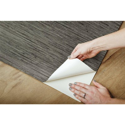Dark Gray Grasscloth Peel and Stick Wallpaper Roll