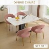 MAYEERTY Velvet Dining Chair, Curved Backrest Golden Metal Legs, Kitchen Dining Room, White - 2 of 4