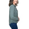 Women's Long Sleeve Button Front Collar Tee - bobi - 3 of 4