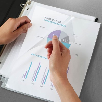 Clear Polypropylene Quick Load Non-Glare Letter Size Sheet Protectors, 50-Pack