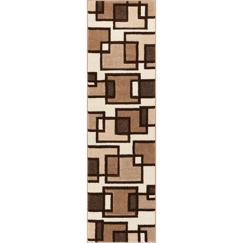 Uptown Squares Modern Geometric Comfy Casual Hand Carved Abstract Boxes Contemporary Thick Soft Plush Area Rug, 1 of 6