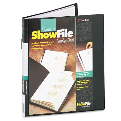 Cardinal ShowFile Display Book w/Custom Cover Pocket 24 Letter-Size Sleeves Black 50232