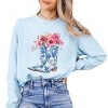Simply Sage Market Cowboy Boots Floral Garment Dyed Long Sleeve - 2 of 4
