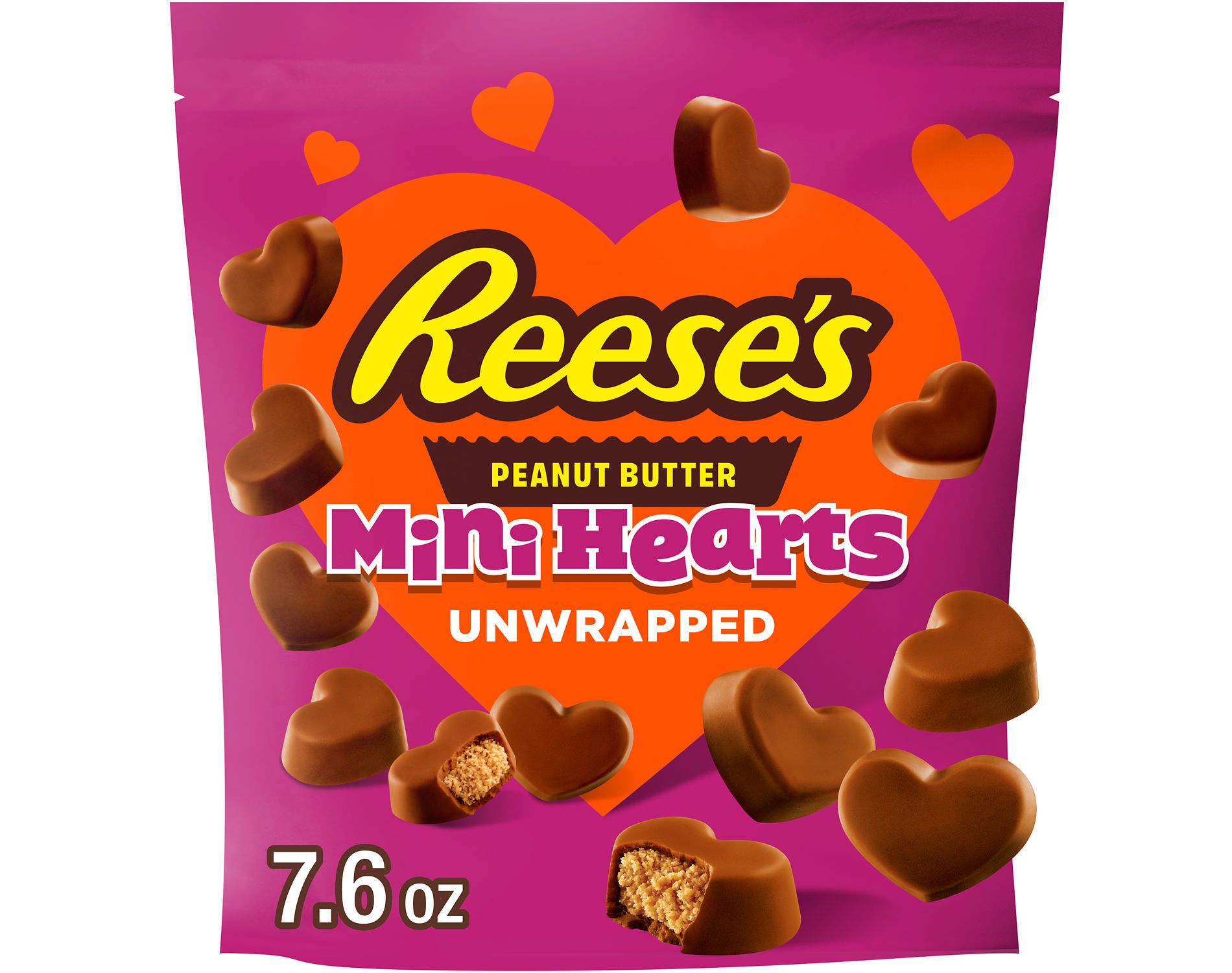 Reese's Unwrapped Mini Hearts Valentine's Day Candy Pouch - Peanut Butter - 7.6oz