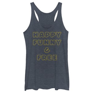 Women's CHIN UP Happy Funny Free Racerback Tank Top - 1 of 3