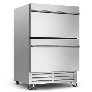 RAPSUAR 23.4 in. 4.9 cu.ft. Double Drawer Fridge Weatherproof Outdoor Beverage Cooler in Stainless Steel - 1 of 4