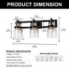 DORESshop 23 in. 3-Light Black and Gold Industrial Cylinder Vanity Light for Bathroom Mirror with Water Glass Shades - 4 of 4