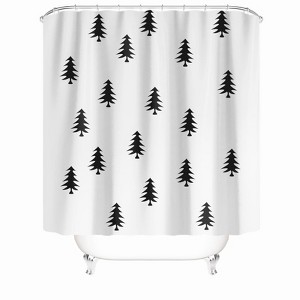 Black Tree Shower Curtains for Bathroom Waterproof Fabric Bath Curtain Durable Soft Stylish Bathroom Decor 72x72 Inch - 1 of 1