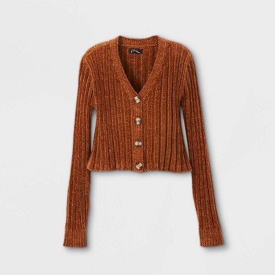 Girls' Chenille Cropped Cardigan - art class™ Tan XS