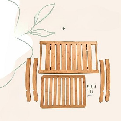 Tranquil Bamboo Shower Bench with Storage Shelf, Natural Finish