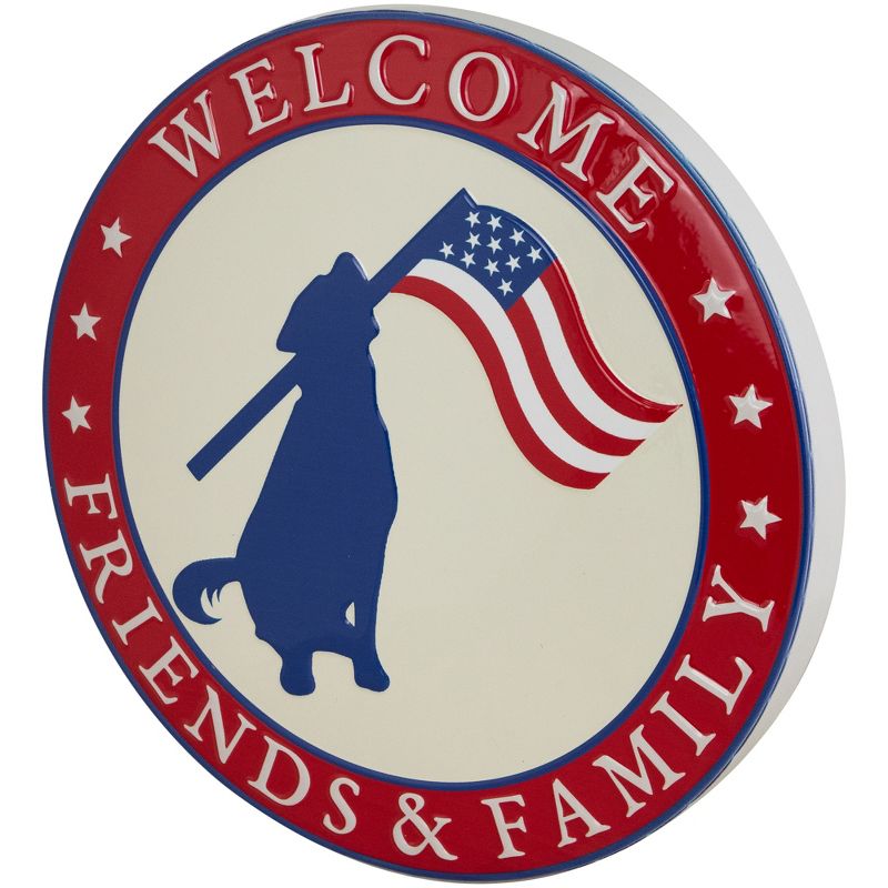 Northlight Welcome Friends and Family Patriotic Dog Metal Wall Sign - 13.75", 3 of 8