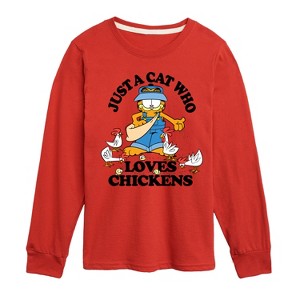 Boys' - Garfield - Just A Cat Who Loves Chickens Long Sleeve Graphic T-Shirt - 1 of 4