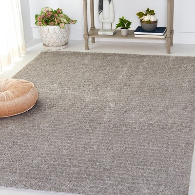 Gray Geometric Shag Synthetic Square Area Rug, 6'7" x 6'7"