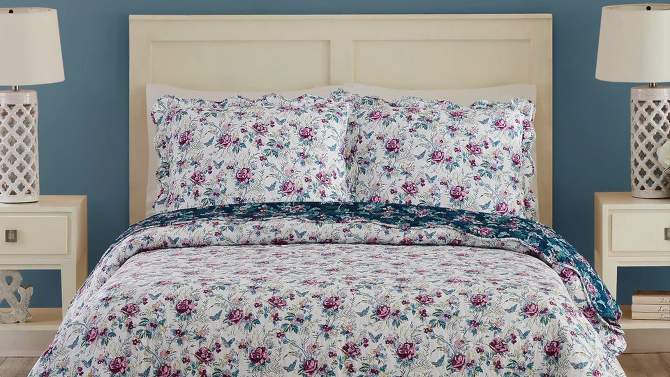 Vera Bradley 3pc Rose Toile Scallop Quilt Set, 2 of 8, play video