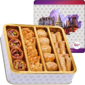 Sarah's Candy Factory Assorted 8.8 oz Premium Baklava Pastry Gift Box Halal Snacks, in a Metal Box, Turkish Dessert - 1 of 4