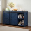 Mshliw 55.1" Farmhouse Sideboard with Sliding Barn Doors and 4 Drawers, Buffet Storage Cabinet with Power Outlet, Modern Rustic Console Table - 2 of 4