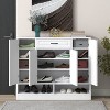 ORRD Modern Shoe Cabinet with Adjustable Shelves, White Minimalist Shoe Storage Organizer & Sideboard with Sturdy Top, Space-Saving Design - 2 of 4