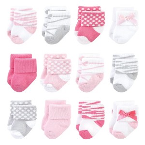 Luvable Friends Infant Girls Newborn and Baby Terry Socks, Ballet - 1 of 4