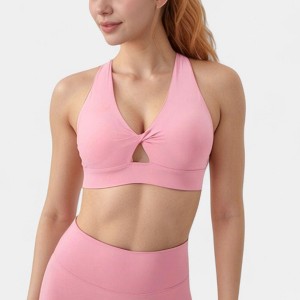 Anna-Kaci Active Women's Twist Front Sports Bra with Keyhole Cutout and Wide Shoulder Straps - 1 of 4