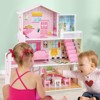 Infans Kids Wooden Dollhouse Playset with 5 Simulated Rooms & 10 Pieces of Furniture - 3 of 4