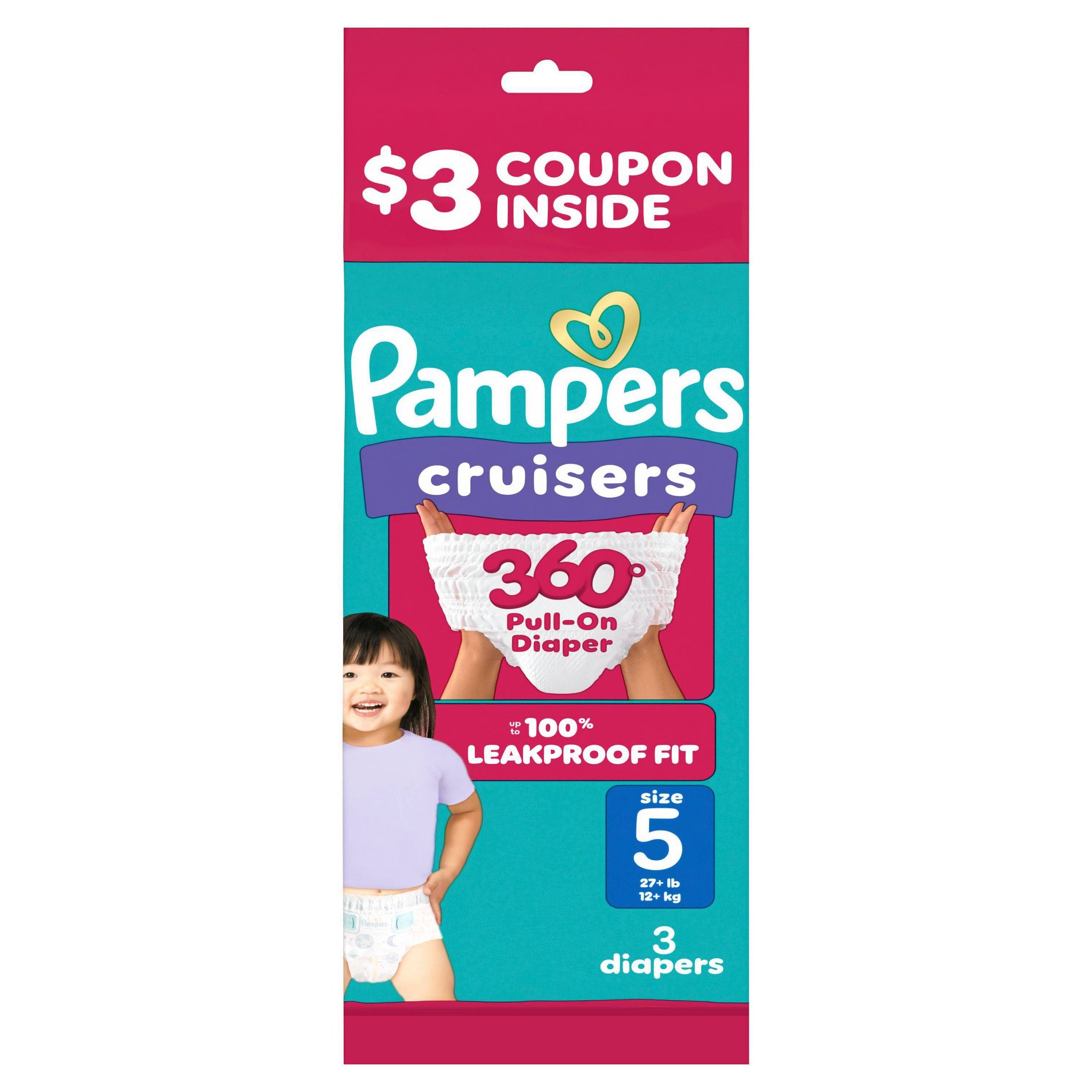 Pampers Cruisers 360 Trial Pack Disposable Diapers - Size 5 - 3ct