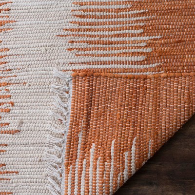 Coastal Charm Orange Stripe Hand-Woven Cotton Area Rug - 59"x8"