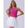Allegra K Women's Sleeveless One-Shoulder Ruched Tank Crop Top - 3 of 4