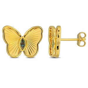 EVERLY JEWELRY | Yellow Plated Sterling Silver 1/4 CT TGW Created Alexandrite Fashion Post Earrings - 1 of 4