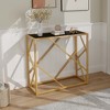 Costway 31.5" Tempered Glass Top Console Table with Foot Pads Golden Heavy-duty Metal Frame - 2 of 4