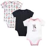 Hudson Baby Infant Girl Cotton Bodysuits 3pk, Black Bonjour