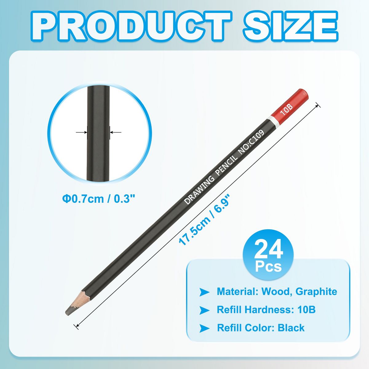 Unique Bargains Hexagonal Pre-sharpened Wood Break-proof Drawing Pencils 24 Pcs - thumbnail 2