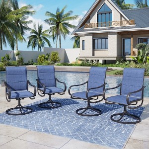 Captiva Designs Outdoor Dining Steel Swivel Chairs with Padded Textilene - 1 of 4