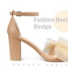 BLISSFUL STEP Women's Bow Tie Ankle Buckle Strap Chunky High Heels Sandals - 4 of 4