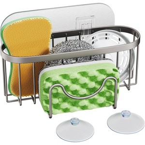 End Sink Clutter: The Ultimate Sink Caddy - 4-in-1 Holder for Sponge, Brush, Stopper & Scraper, 2 Easy Install Methods - 1 of 4