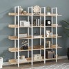 5 Tier Bookcase Home Office Open Bookshelf, Vintage Industrial Style Shelf, MDF Board, White Metal Frame, Oak - 3 of 4