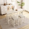5 Piece Dining Table Set, Bar Table And Chairs Set With Upholstered Stools, Power Outlets, Rubber Wooden Legs, Dining Table Set For Family Or Friends - 2 of 4