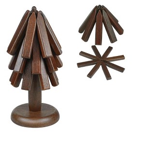 Itopfox Wooden Trivets Set for Hot Dishes, Tree Coasters for Pots, 3 Walnut Wooden Heat-Resistant Mats for Kitchen Decor, Foldable Trivet for Bowls - 1 of 4