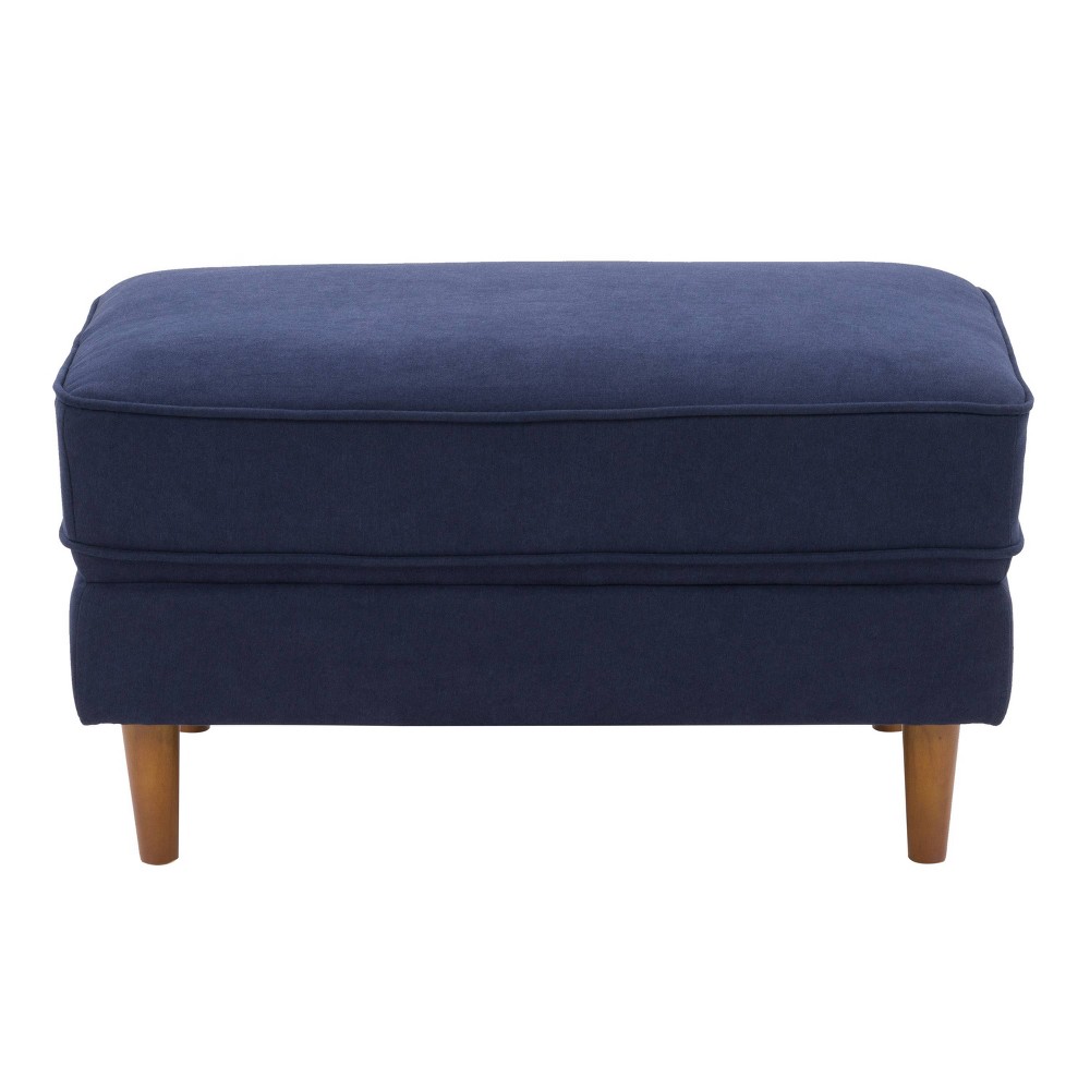 Photos - Pouffe / Bench CorLiving Mulberry Fabric Upholstered Modern Ottoman Navy Blue  