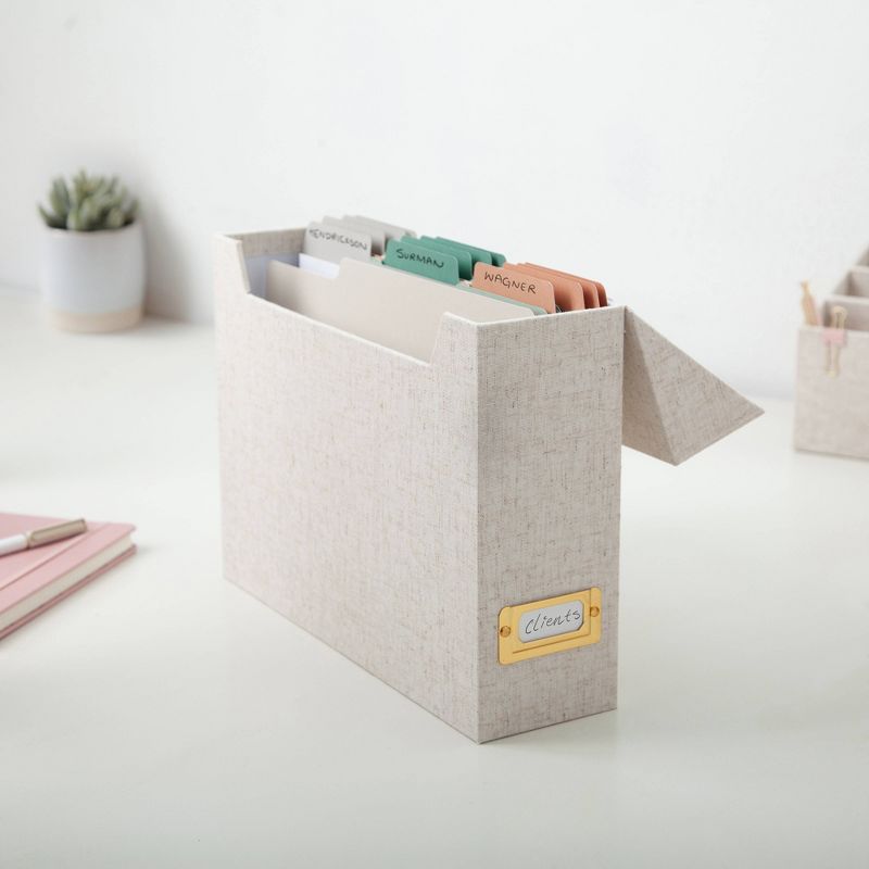 U Brands Flip Top File Box Linen Wrapped Beige, 6 of 7