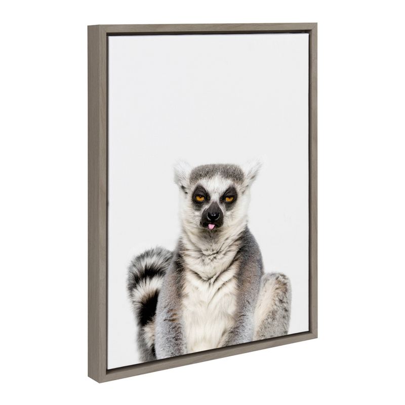 18&#34; x 24&#34; Sylvie Sitting Lemur Tongue Out Framed Canvas Wall Art by Amy Peterson Gray - DesignOvation, 3 of 8
