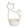 Sagebrook Home 10" Ceramic Cat Trinket Tray in White and Gold - Cat Shaped Jewelry Holder - Great Gift for Cat Lovers - 4 of 4