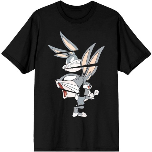 Looney Tunes Classic Cartoon Character Bugs Bunny Split Mens Black Graphic  Tee - S